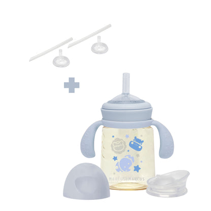 PPSU Transition Straw + Rim Spout Bottle 180 / 300 ML (with straw replacement x 2)