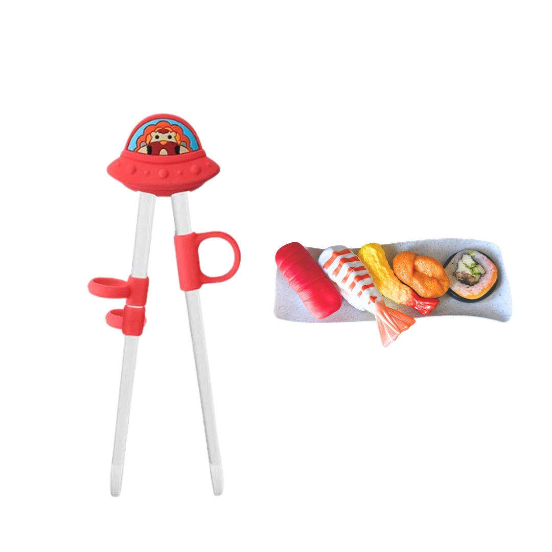 Kids Learning Chopsticks + Pretend Sushi Practice Set