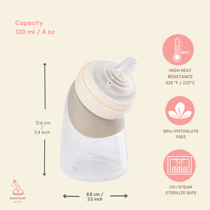 Antibacterial Natural Silicone Angled Bottle (120ML)