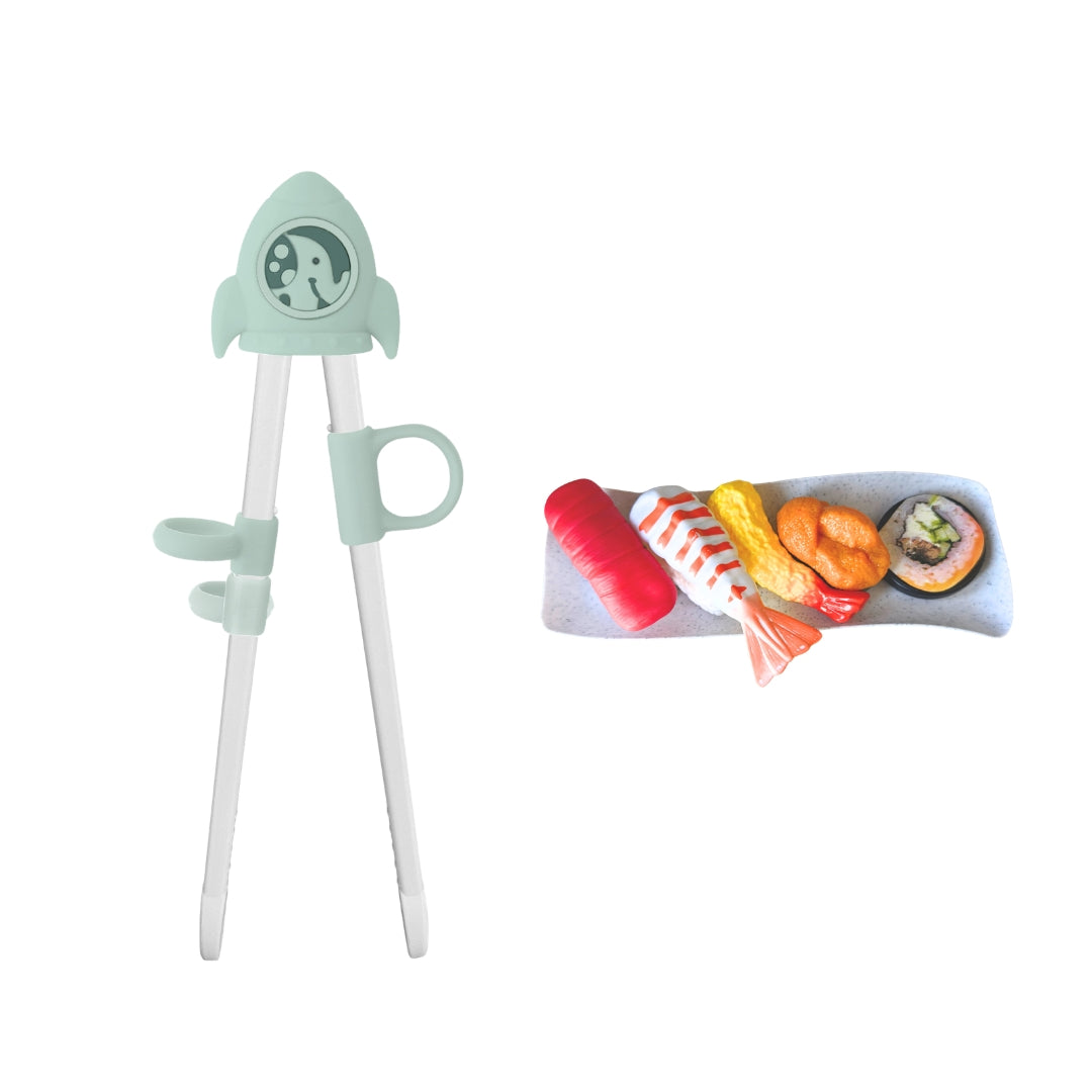 Kids Learning Chopsticks + Pretend Sushi Practice Set