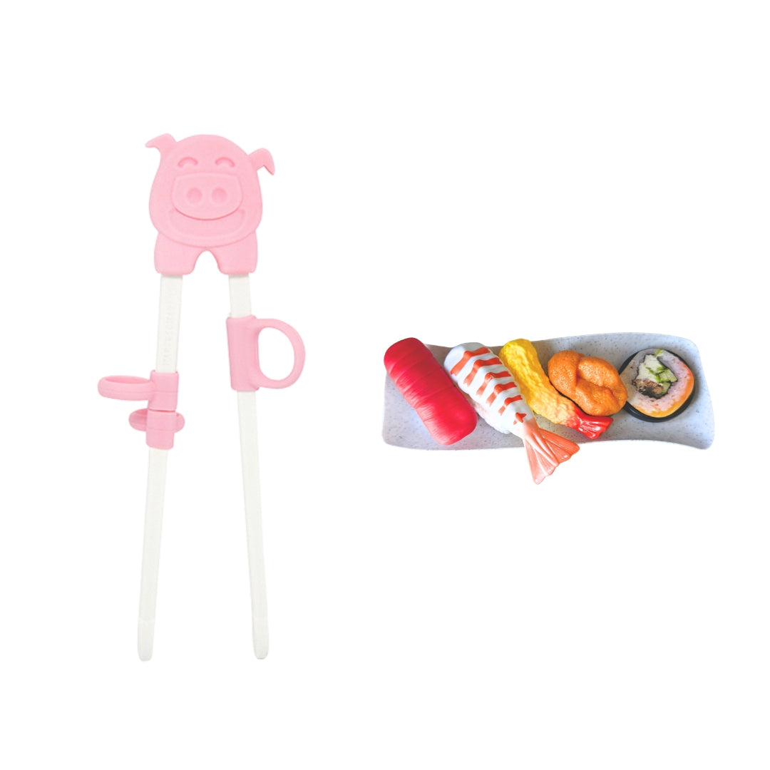 Kids Learning Chopsticks + Pretend Sushi Practice Set