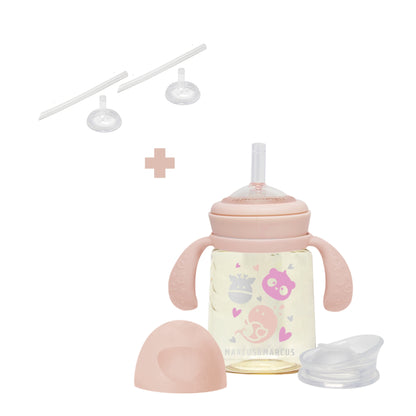 PPSU Transition Straw + Rim Spout Bottle 180 / 300 ML (with straw replacement x 2)