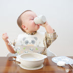 Marcus & Marcus Toddler Self Feeding Training Set – Suction Bowl with Lid, Palm Grasp Spoon & Fork, Silicone Cup