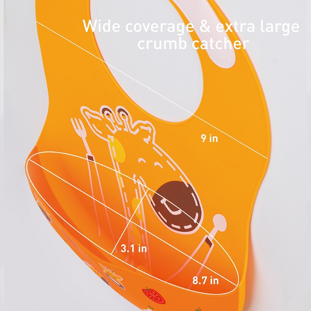 Marcus & Marcus silicone baby bibs velcro closure extra large crumb catcher 