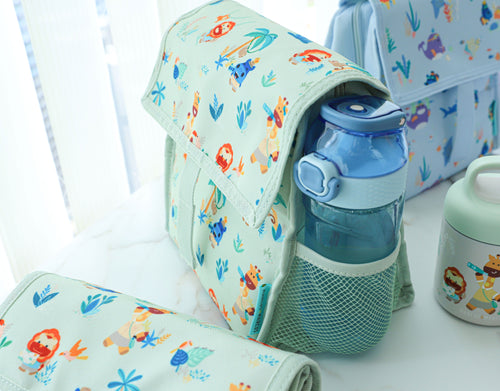Foldable Insulated Lunch Bag for Kids – Water Resistant, Antibacterial Lining & Side Bottle Pocket