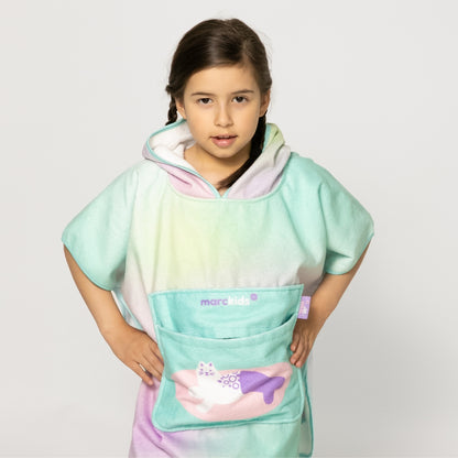 PocketPack Kid Beach Hooded Towel - Fancy Meowmaid