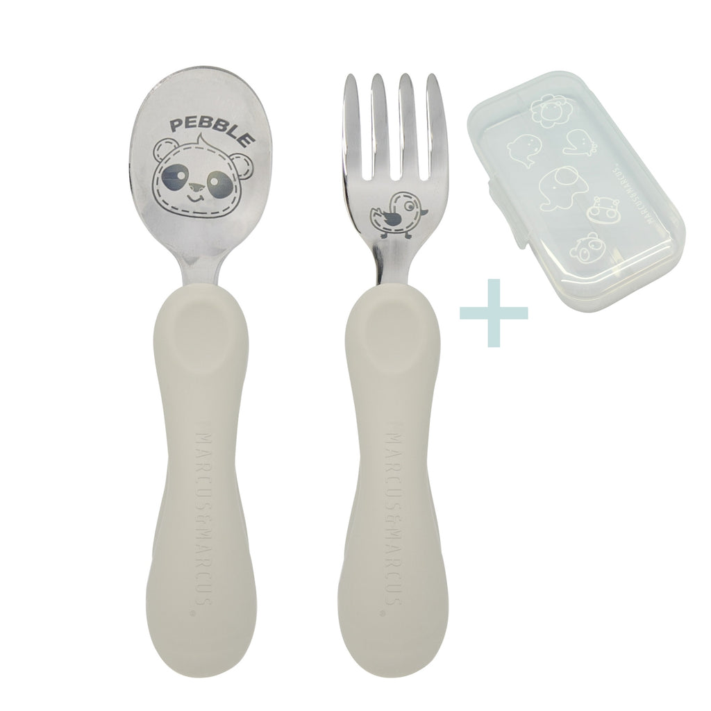 Easy Grip Kids Spoon and Fork Set with Storage Case – Ergonomic Stainless Steel Utensils