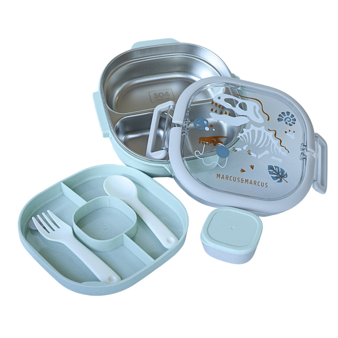 Stainless Steel Lunch Box (2 Tier), 3 Compartments with Fork and Spoon