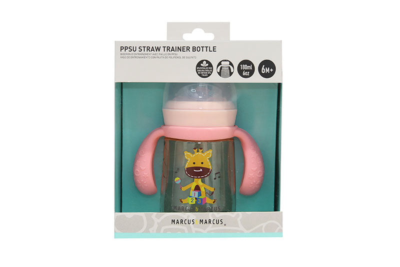 Marcus & Marcus PPSU Transition Trainer Bottle 180ml – Spill-Proof Straw Sippy Cup with Handles (BPA-Free)