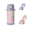 Kids Insulated Stainless Steel Water Bottle with Straw & Spout, 350ml Leakproof Bottle with Shoulder Strap for Preschool, Daycare & Travel