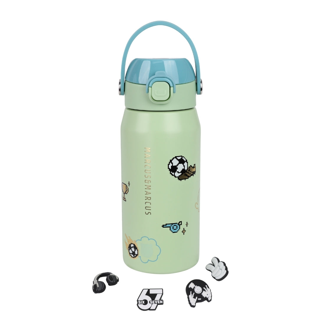 Marcus & Marcus CharmPoP Sip & Spout Insulated Water Bottle 550ml – 316 Stainless Steel with 4 Interchangeable Charms