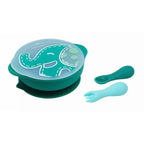 Marcus & Marcus Toddler First Self Feeding Set – Suction Bowl with Lid & Palm Grasp Spoon and Fork